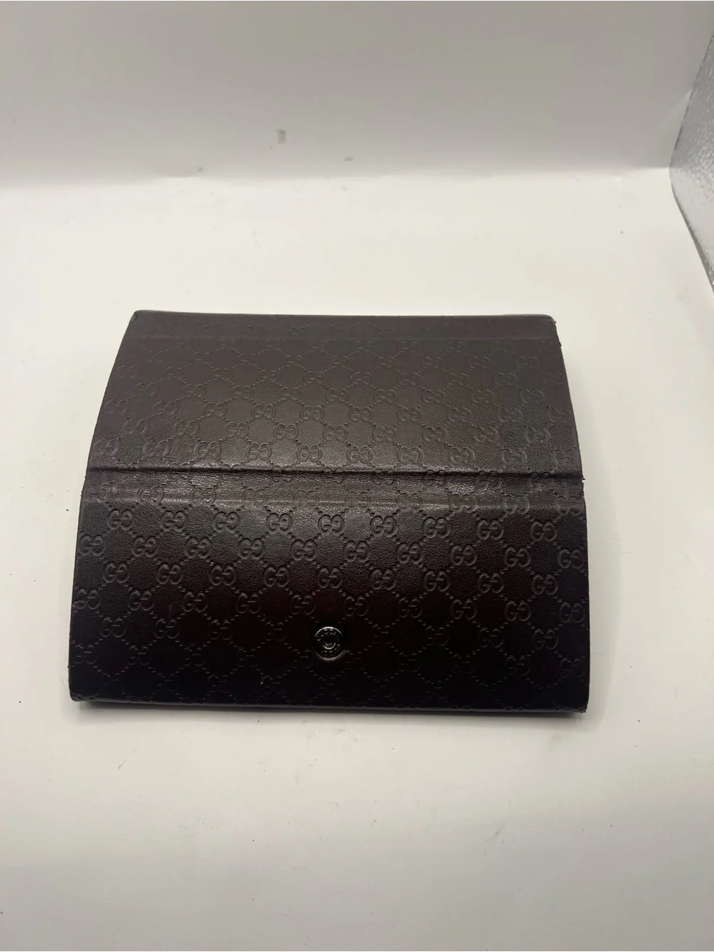 Gucci Brown  Embossed GG Leather Long Envelope sunglasses case